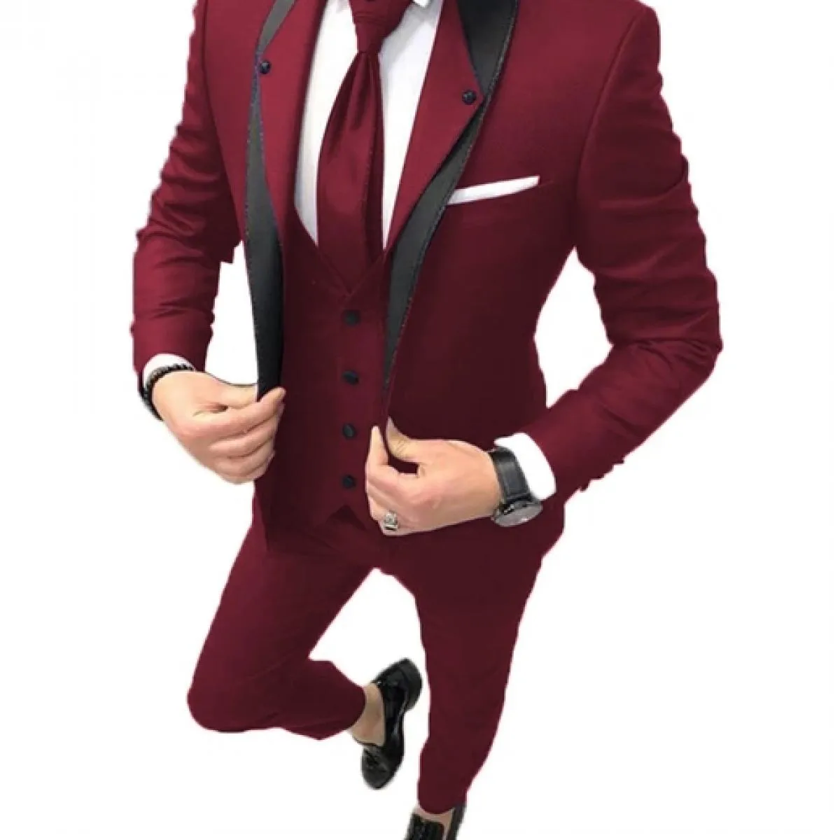 2022 di alta qualità slim fit un bottone rosso smoking dello sposo groomsmen uomo abiti da sposa 3 pezzi prom sposo (giacca + pa