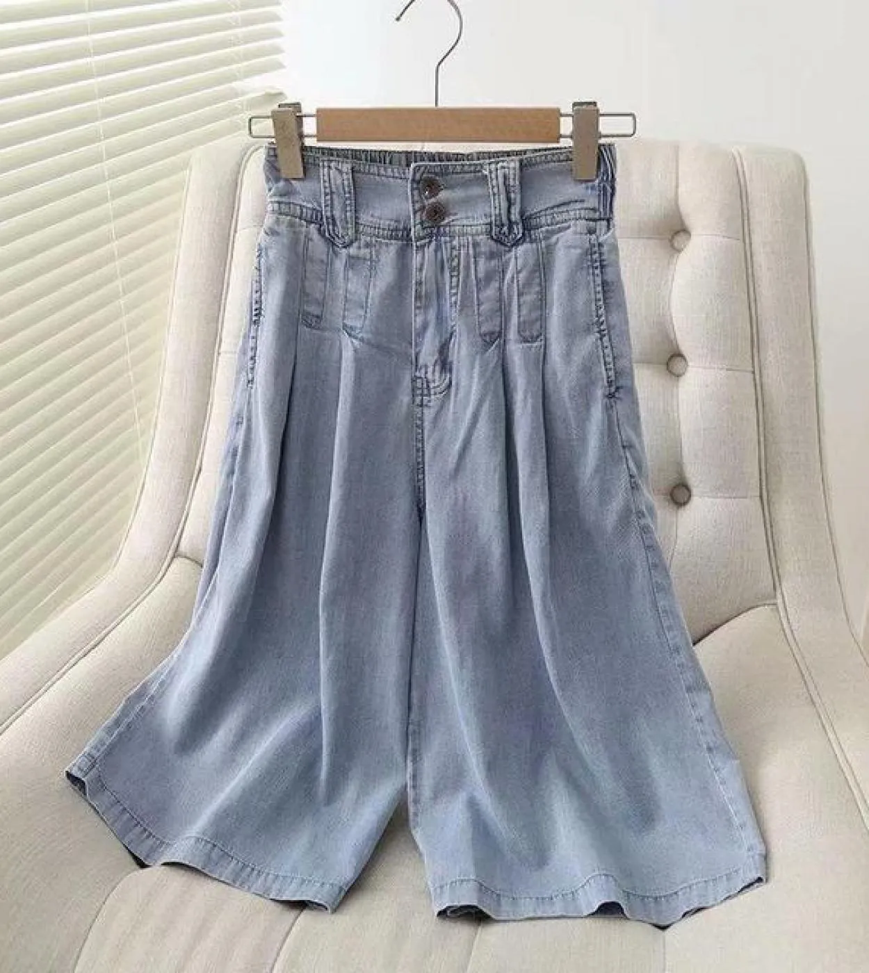 2022 estate nuova moda donna vita alta sottile cotone denim pantaloni gamba larga tutti abbinati casual allentati polpaccio jean