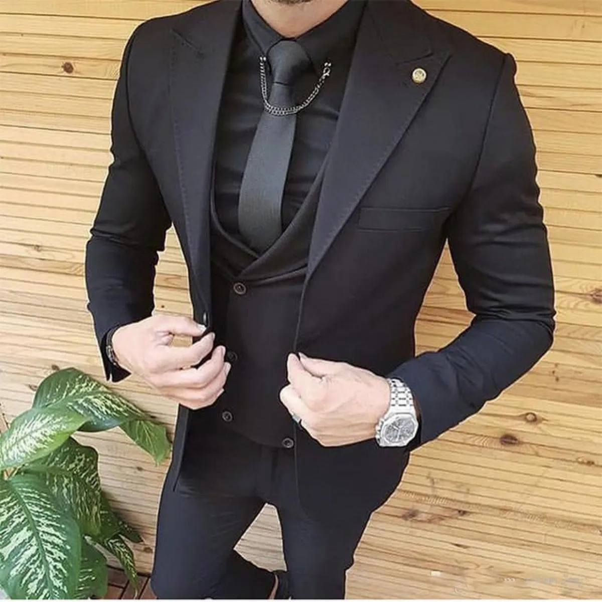 2022nuovo arrivo 3 pezzi abiti da uomo slim fit con visiera risvolto one button smoking da sposa prom best man blazer (giacca +