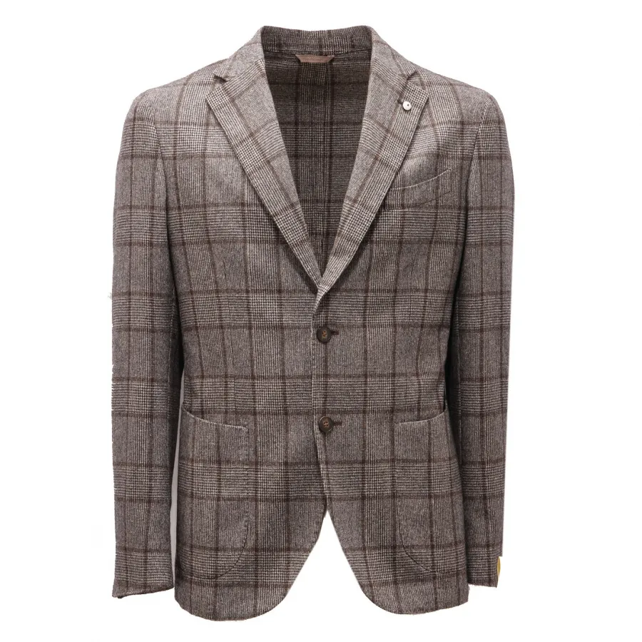 3025AF giacca uomo L.B.M.1911 brown/grey checked wool blend jacket man