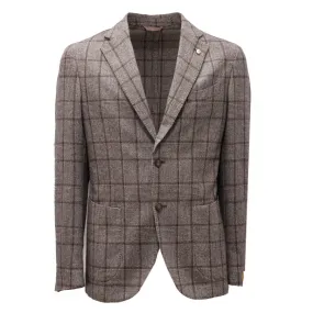 3025AF giacca uomo L.B.M.1911 brown/grey checked wool blend jacket man