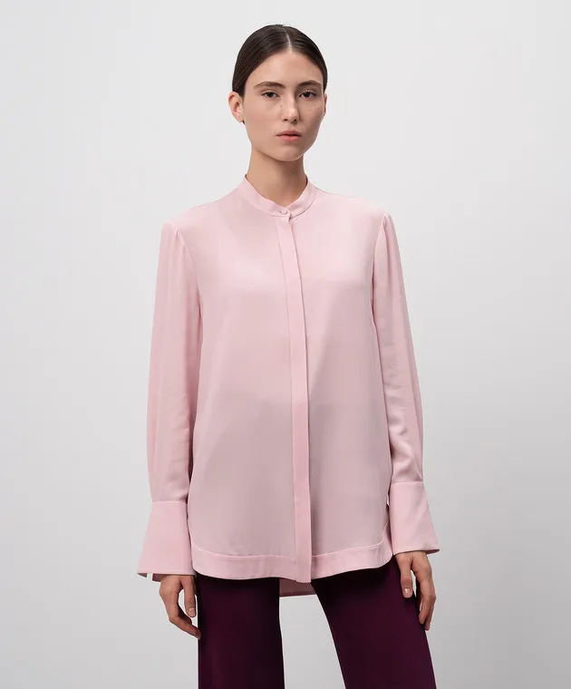 Alexander McQueen Blusa in seta rosa 506529