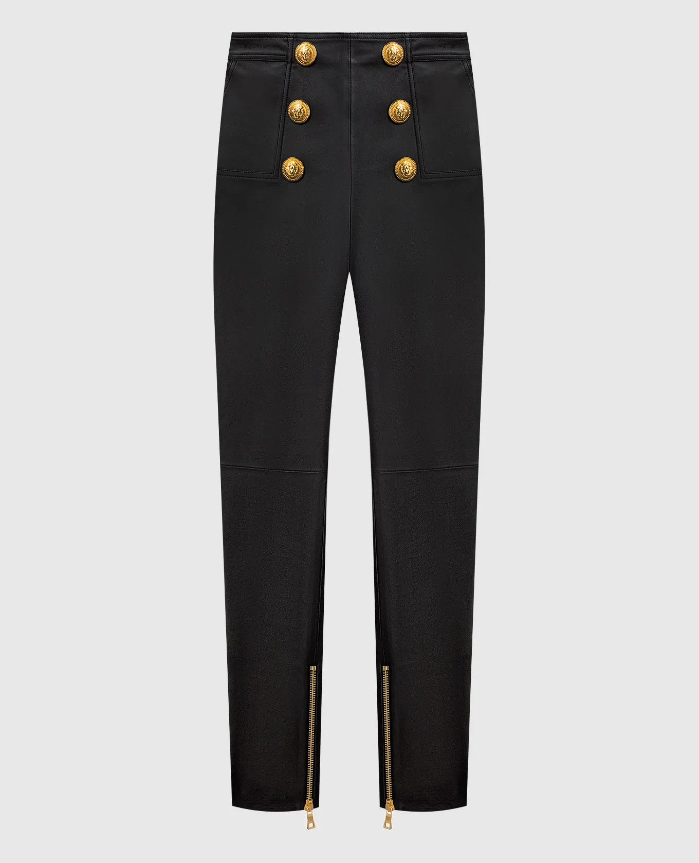 Balmain Pantaloni di pelle nera YF1QD006LB63