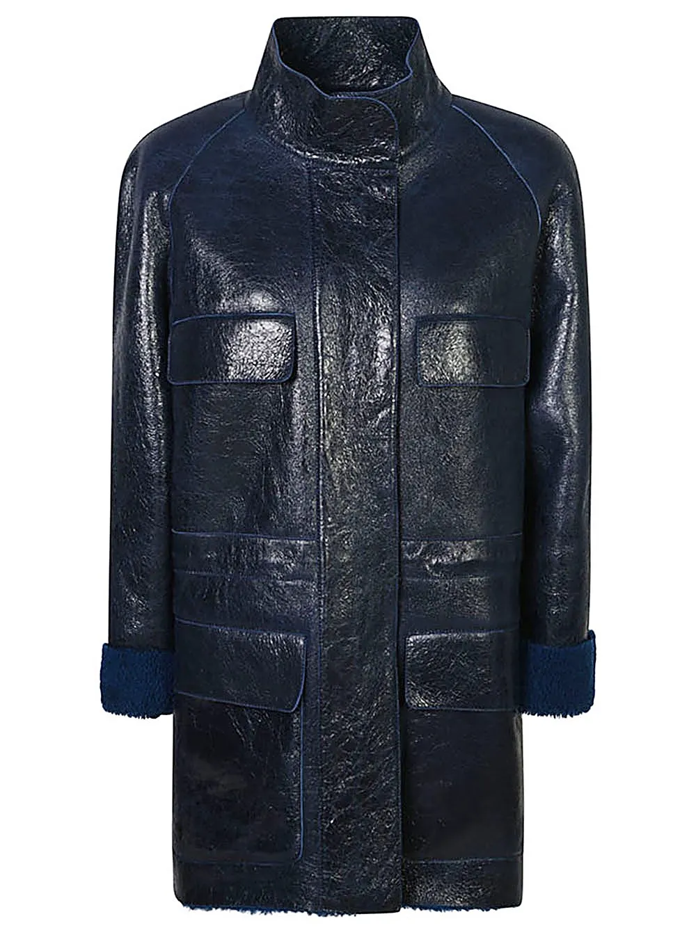 Blouson-Giubbotto in montone blu scuro