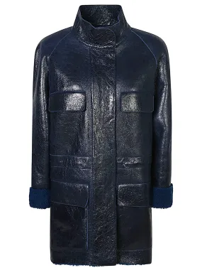 Blouson-Giubbotto in montone blu scuro