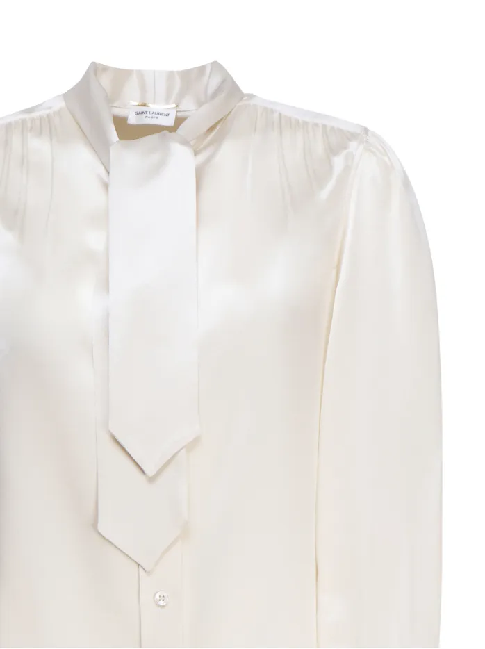 BLUSA CON COLLO LAVALLIÈRE IN SATIN DI SETA