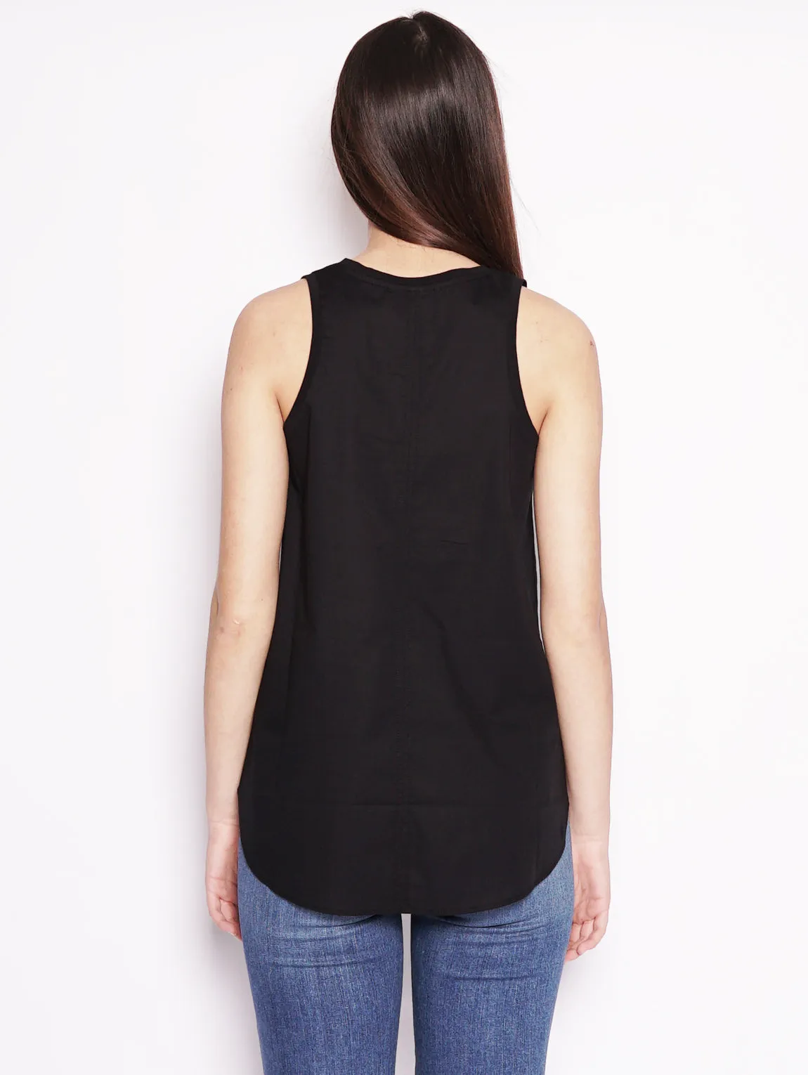 Blusa con Orlo Asimmetrico Nero