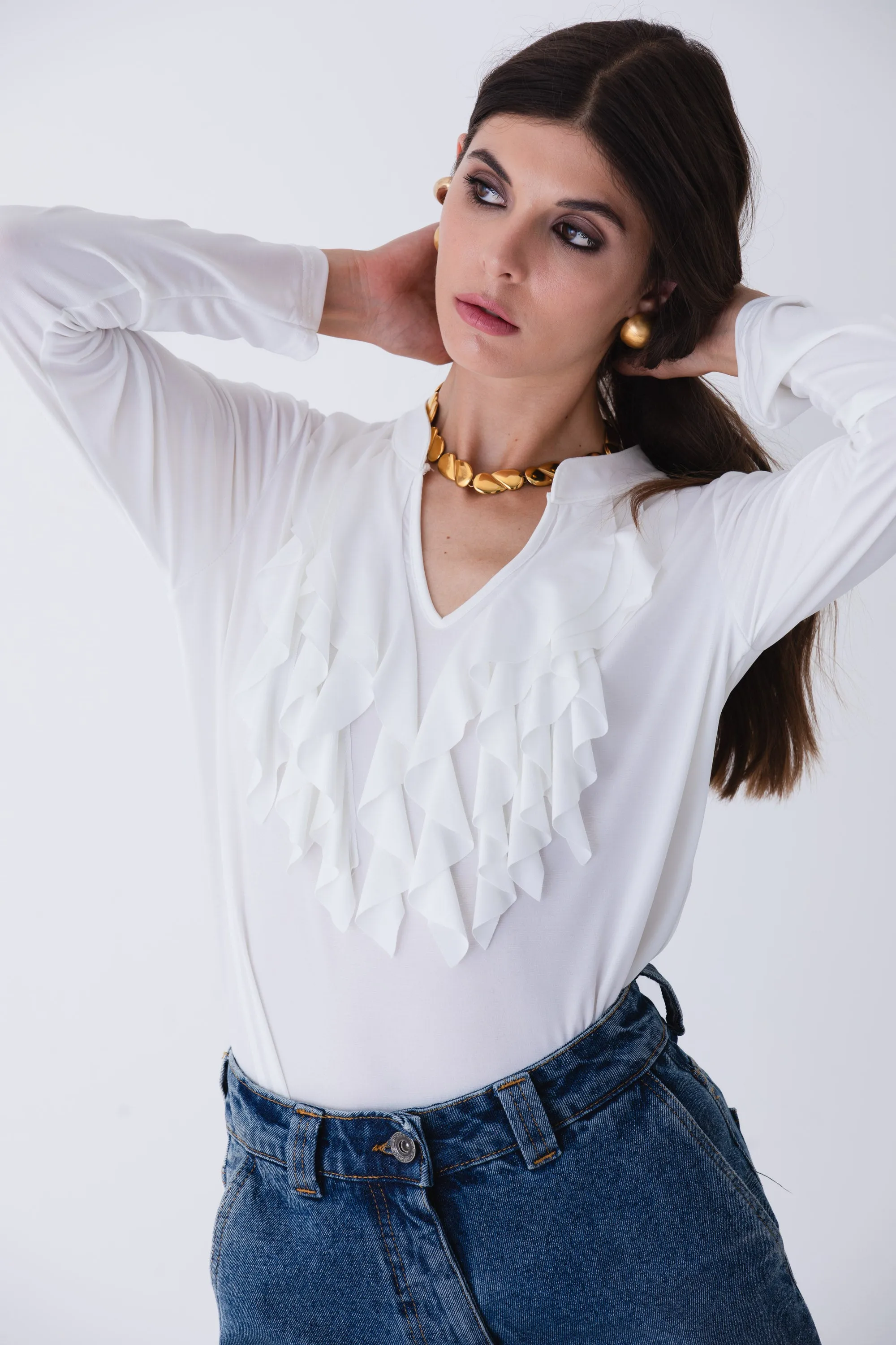 Blusa con rouches in jersey elasticizzato - FW25