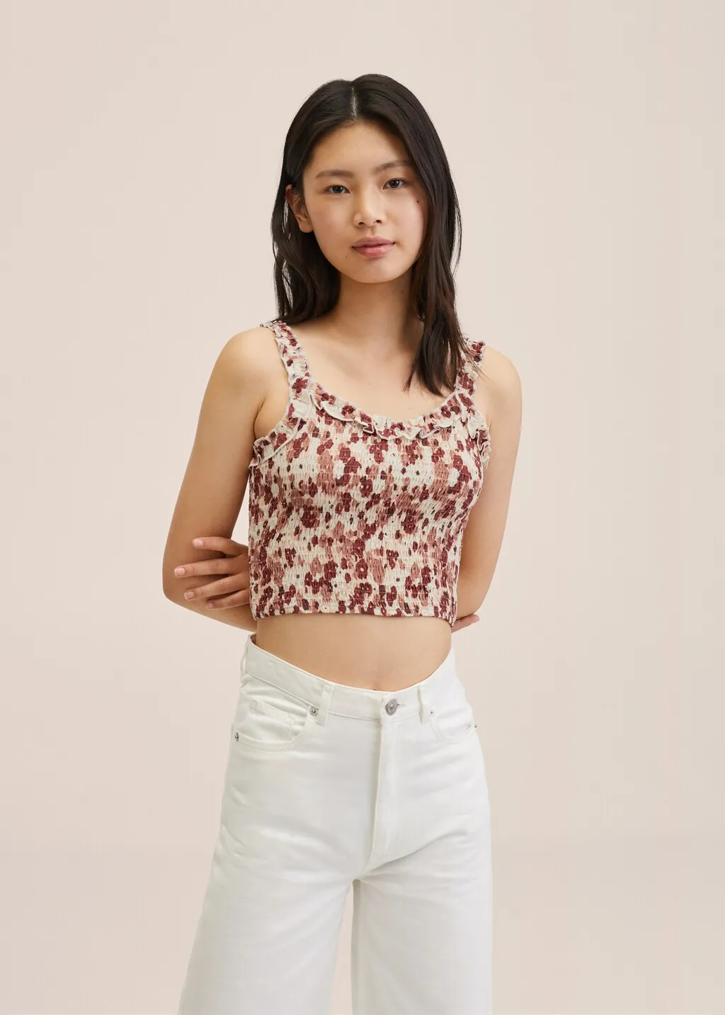 Blusa crop stampa