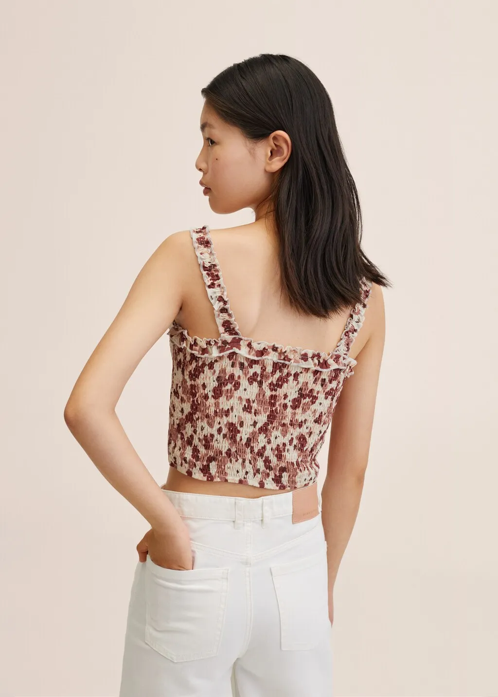 Blusa crop stampa