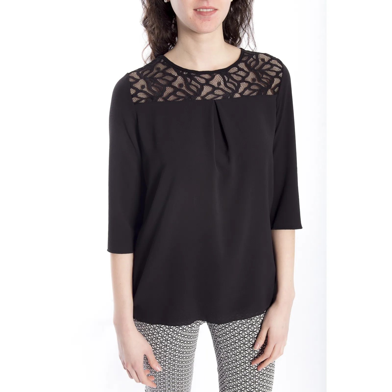 Blusa DONNA con effetto plissé NERO Art. 41591