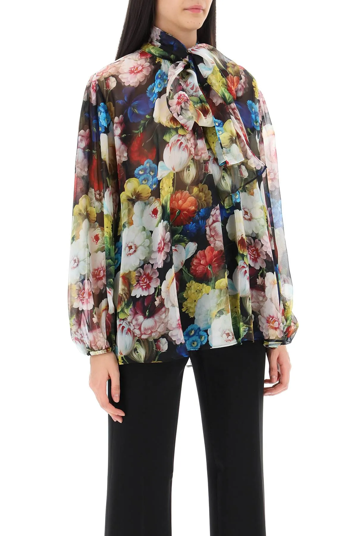 Blusa Fiore Notturno Con Lavallière