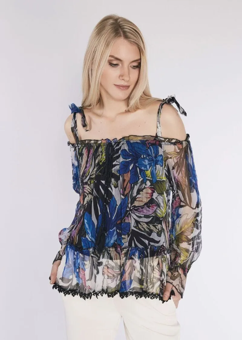 Blusa in viscosa stampa jungle