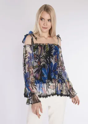 Blusa in viscosa stampa jungle