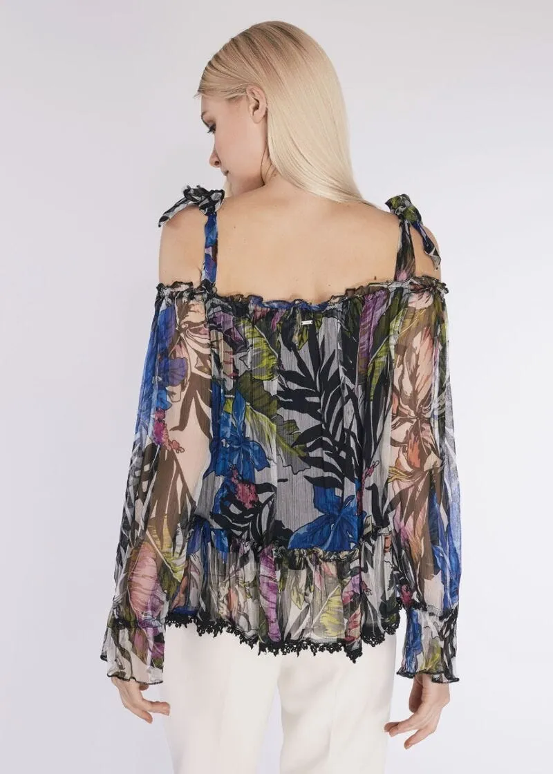 Blusa in viscosa stampa jungle