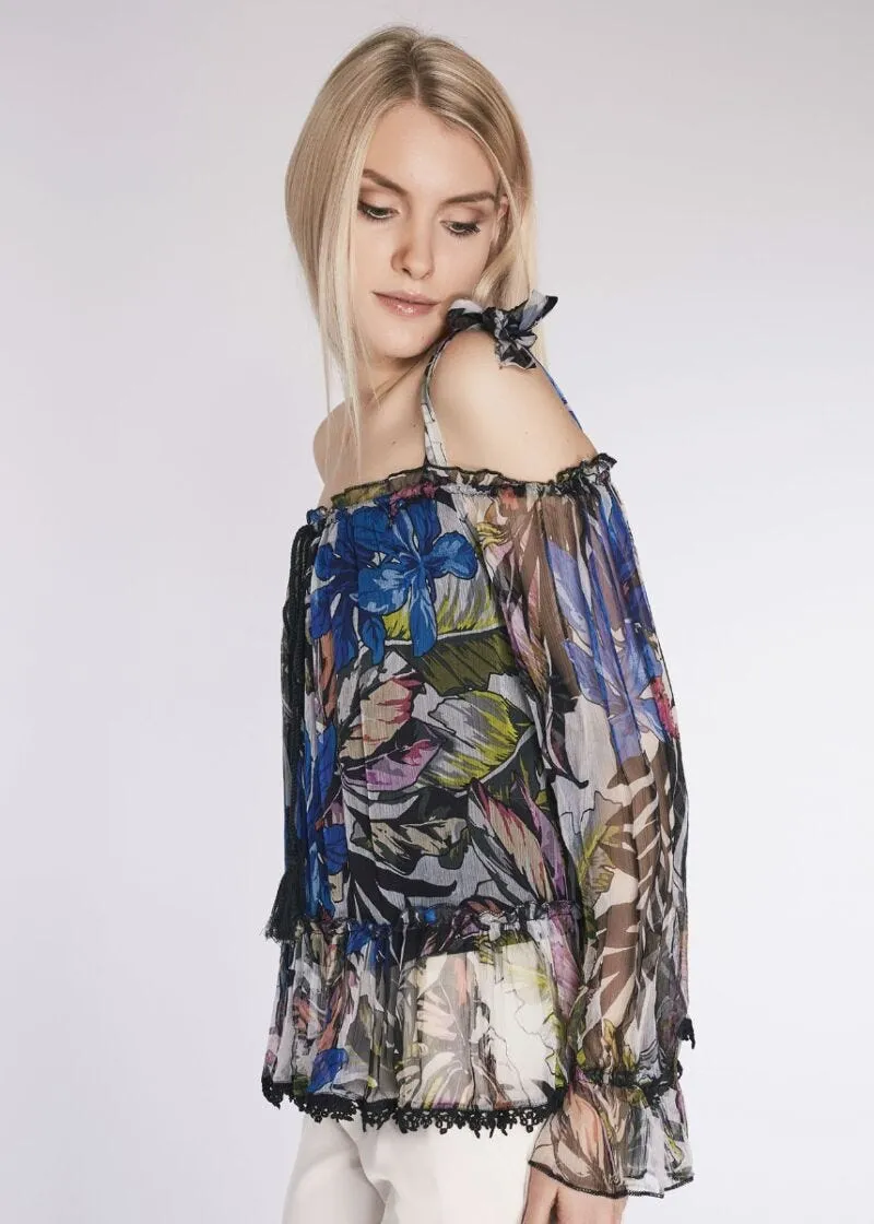 Blusa in viscosa stampa jungle