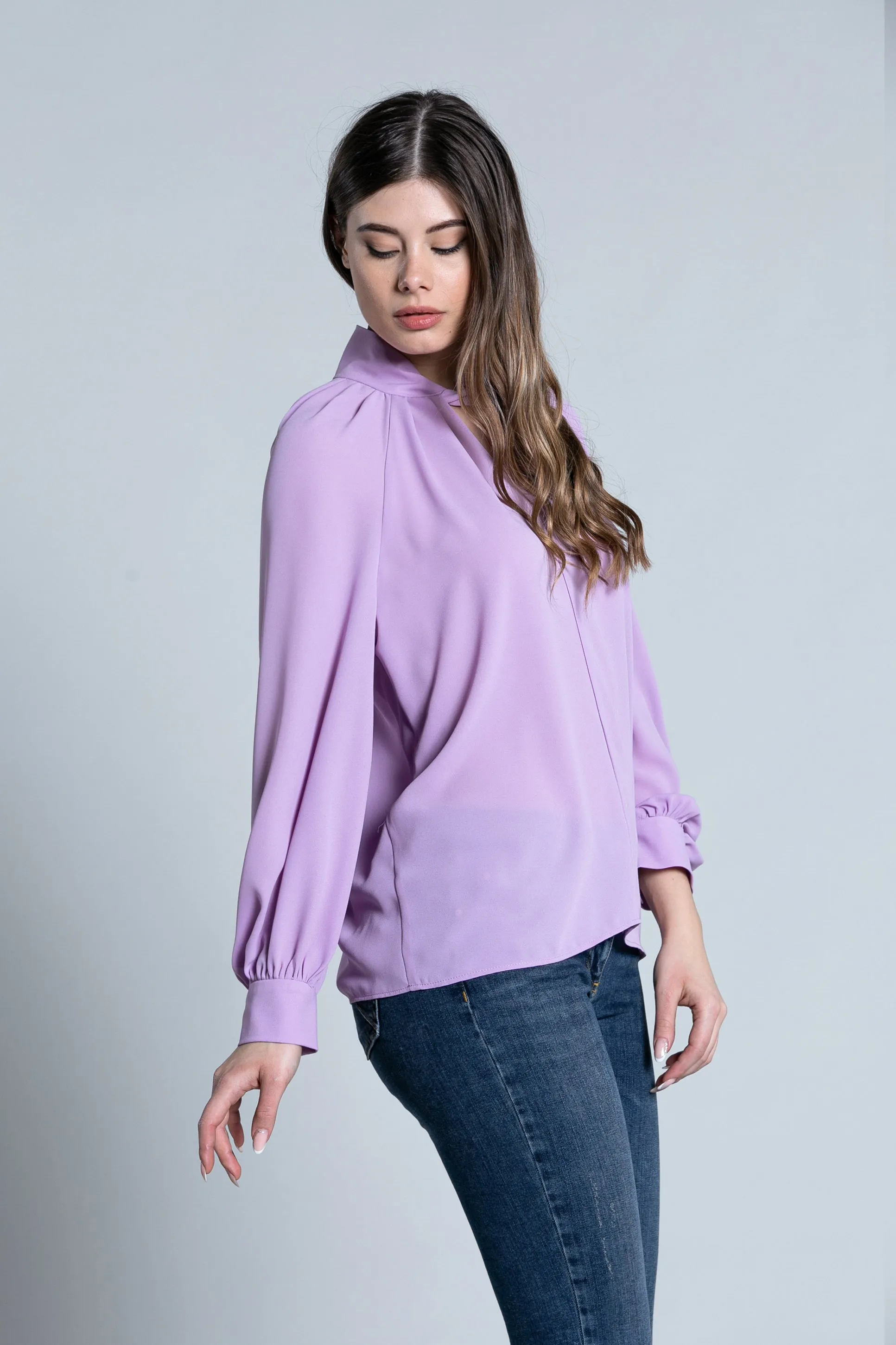 Blusa MASTIC manica lunga raglan colletto con bottoni più doppia goccia