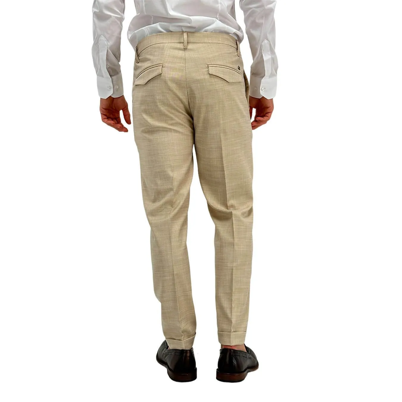 Edd Pantaloni Uomo, Modello Sarace, Gessato, Tessuto Misto, Beige