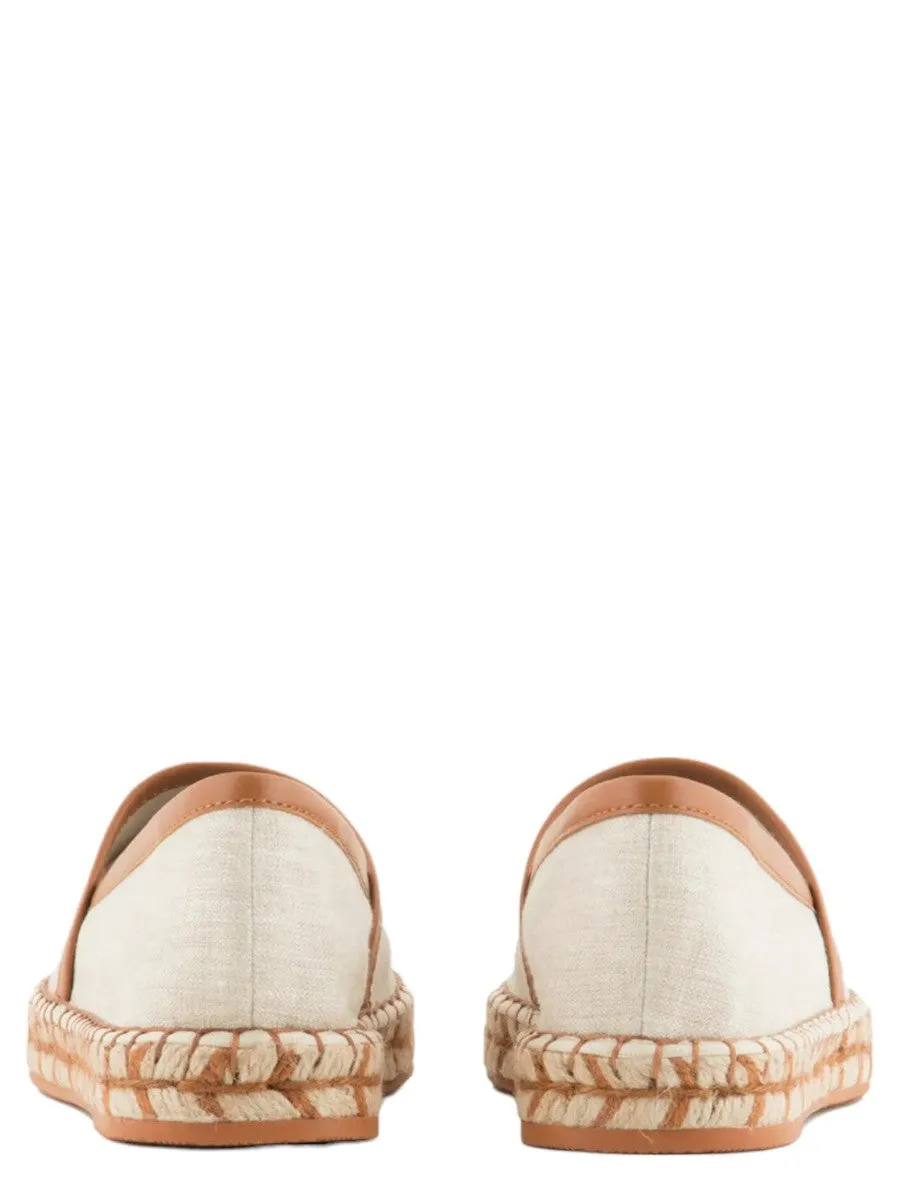 Espadrillas in lino con profili in cuoio