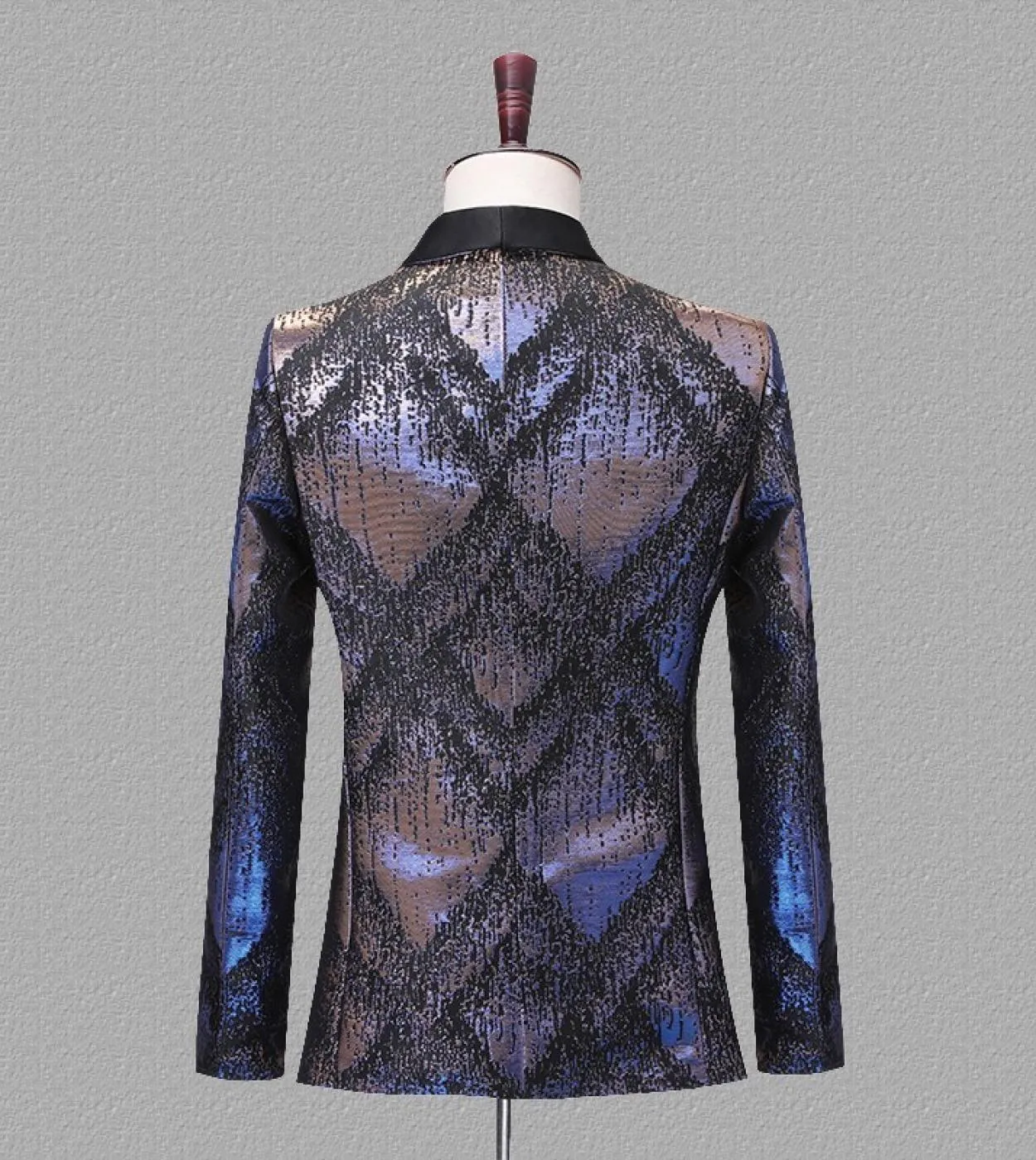 Giacca da uomo fantasia con collo a scialle Giacca da uomo fantasia motivo geometrico colorato Blazer jacquard da uomo Party Pro