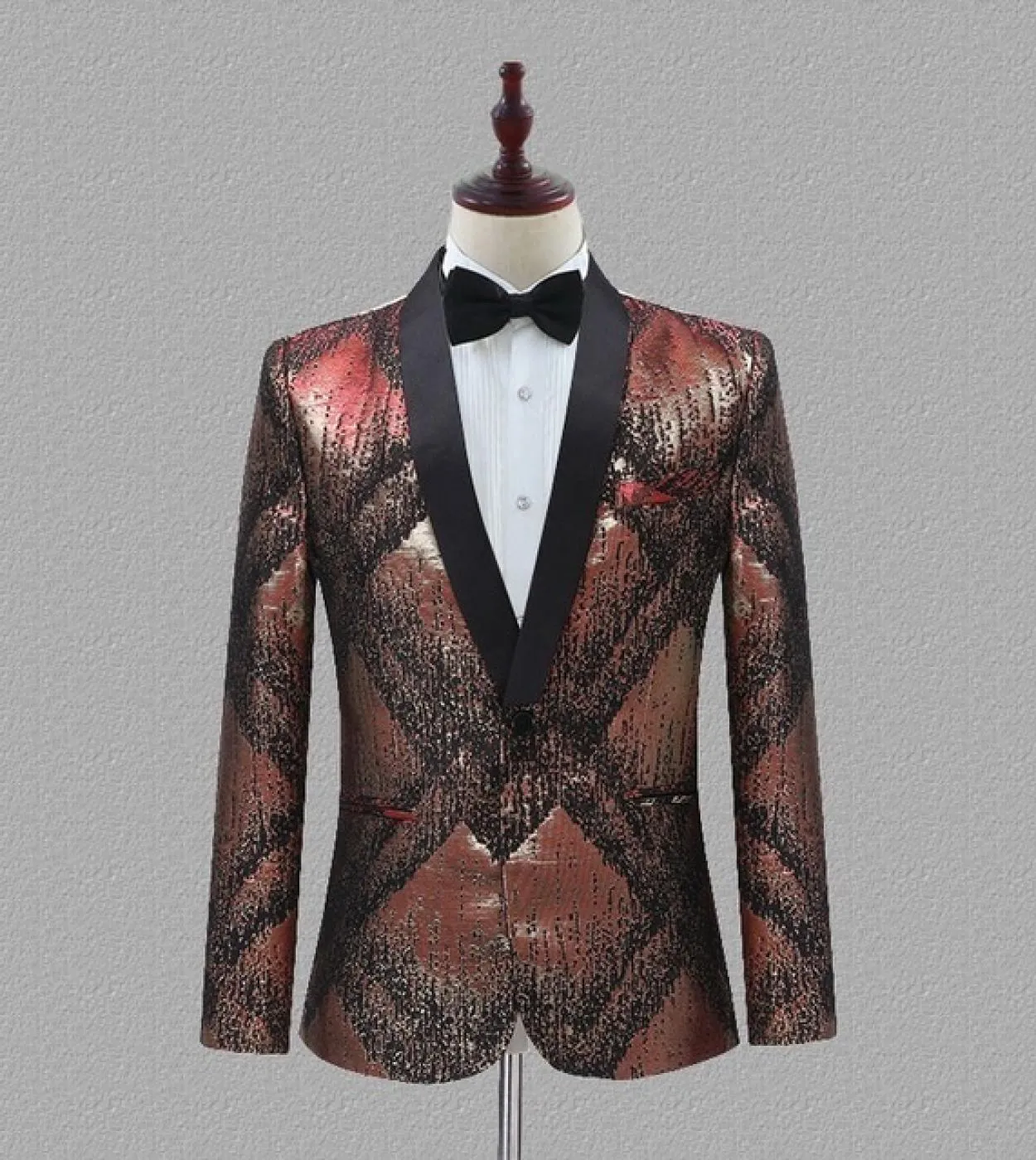 Giacca da uomo fantasia con collo a scialle Giacca da uomo fantasia motivo geometrico colorato Blazer jacquard da uomo Party Pro