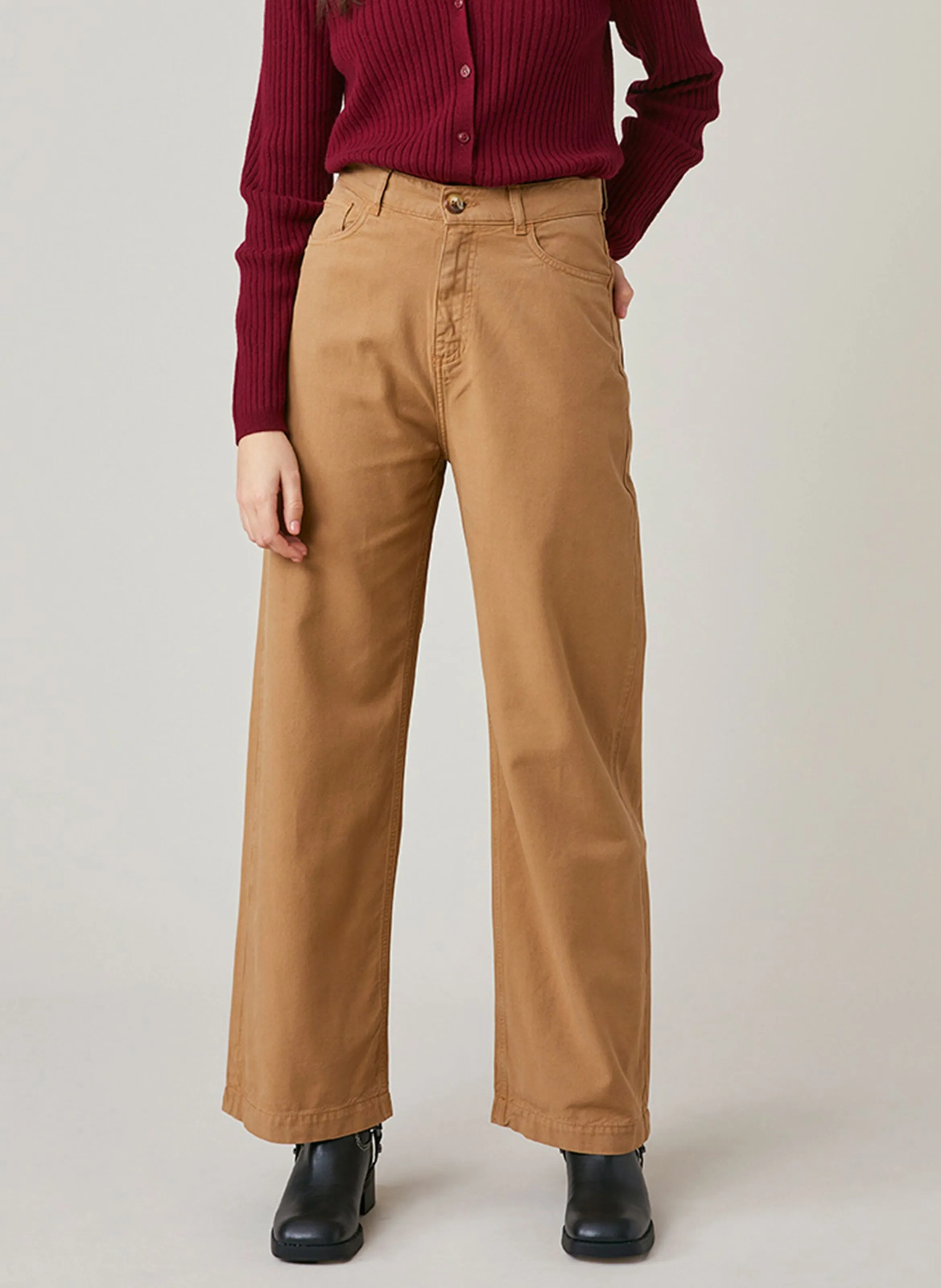  HARRIS WILSON   FORALIA - Pantalon large en coton mélangé | Marron