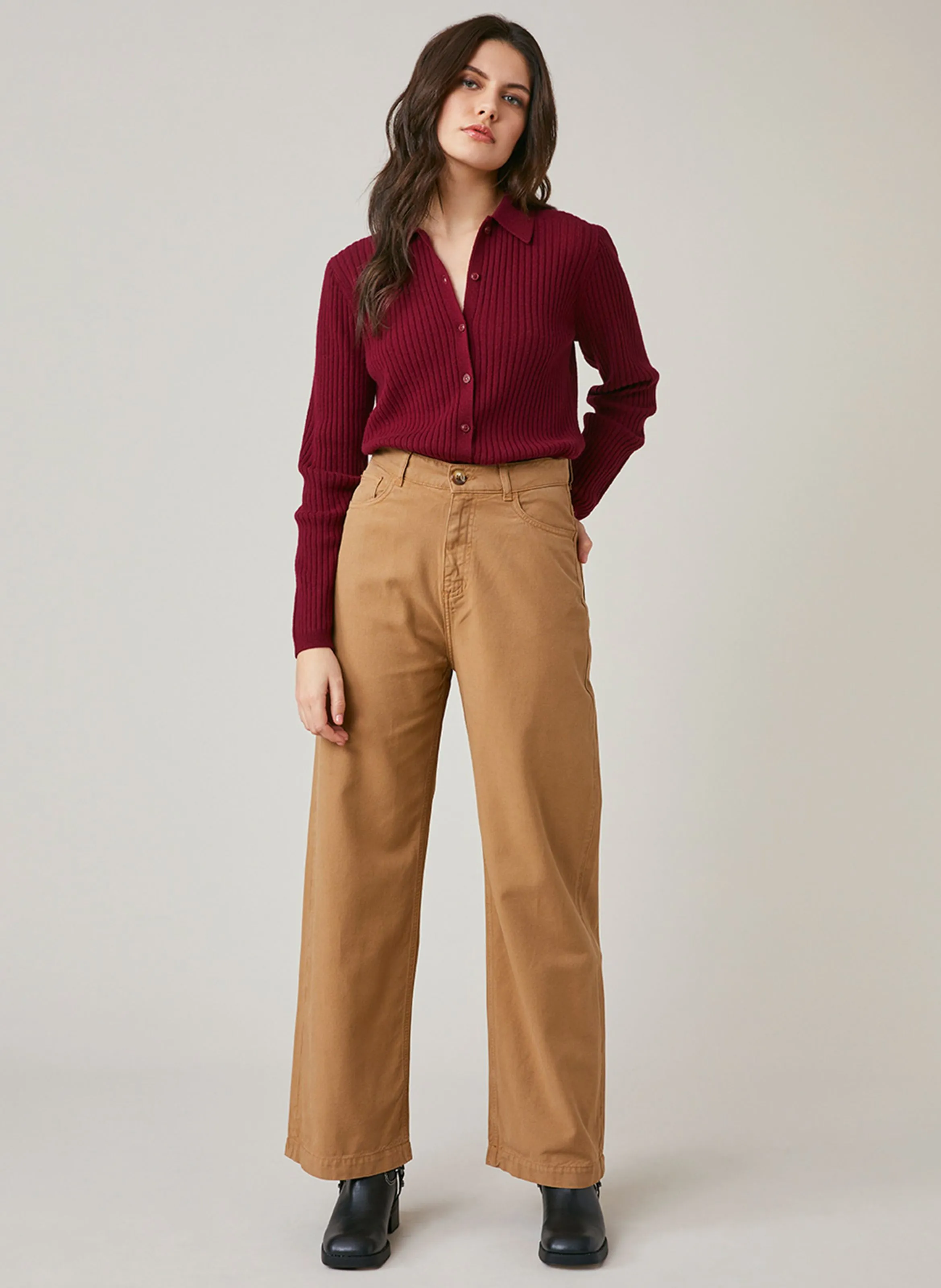  HARRIS WILSON   FORALIA - Pantalon large en coton mélangé | Marron