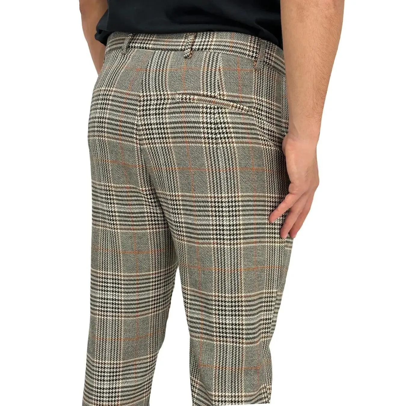 Imperial Pantaloni Uomo, Principe di Galles, Quadri, Tessuto Misto, Grigio