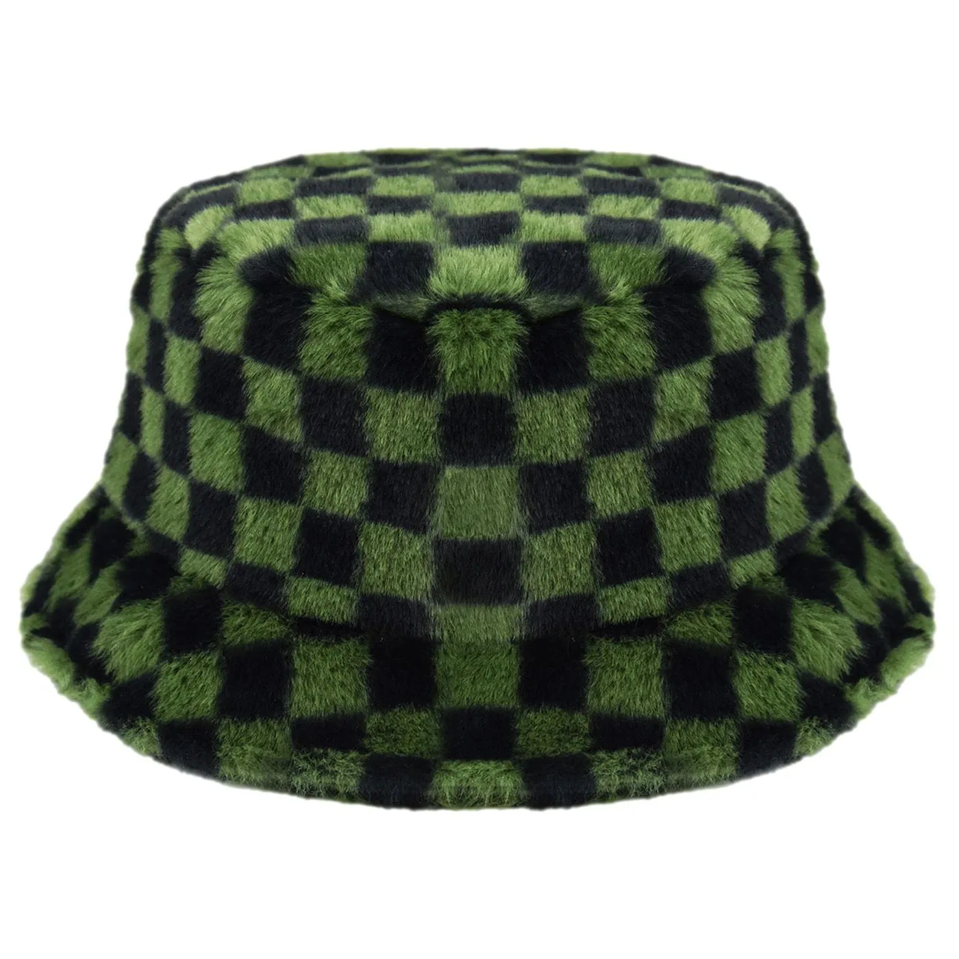 Kangol Faux Fur Bucket Olive Check - Cappello Multicolore    