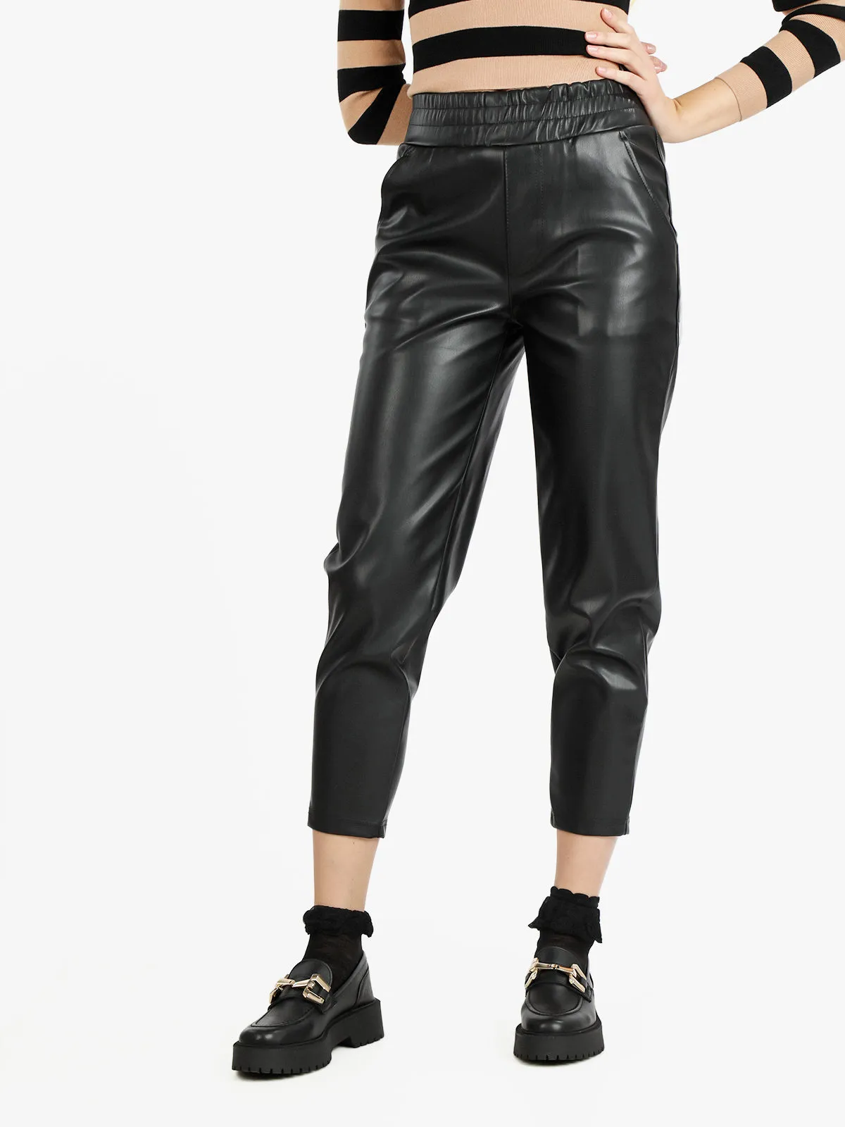 Louise Doro Pantalon femme taille haute effet cuir