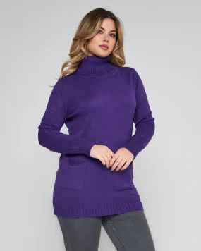 Maglia dolcevita con tasche VIOLA