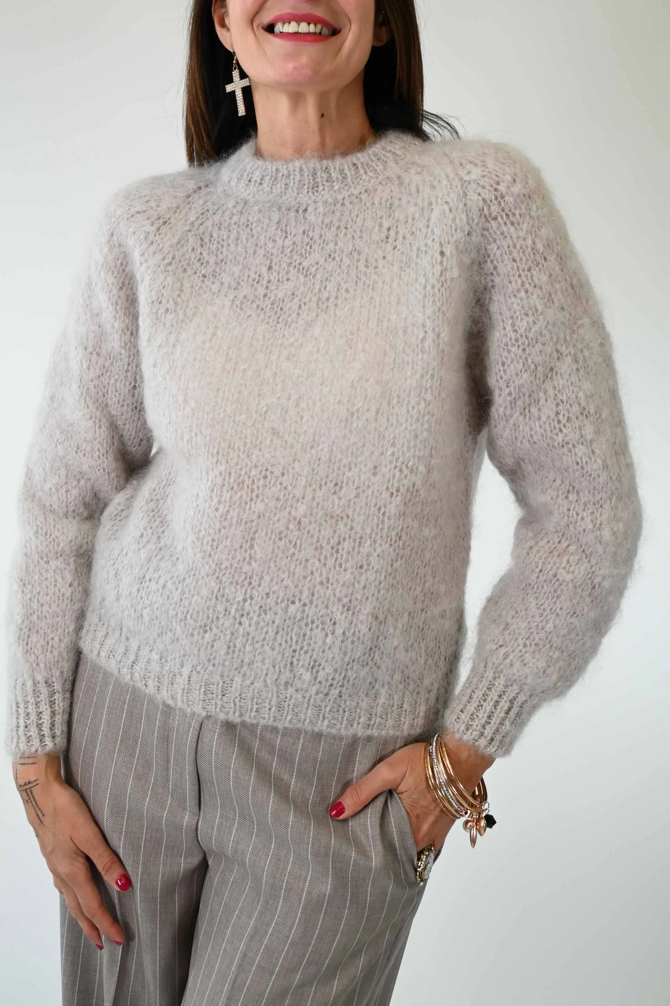 MAGLIA GIROCOLLO IN MOHAIR COLOR BEIGE