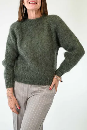 MAGLIA GIROCOLLO IN MOHAIR COLOR MILITARE