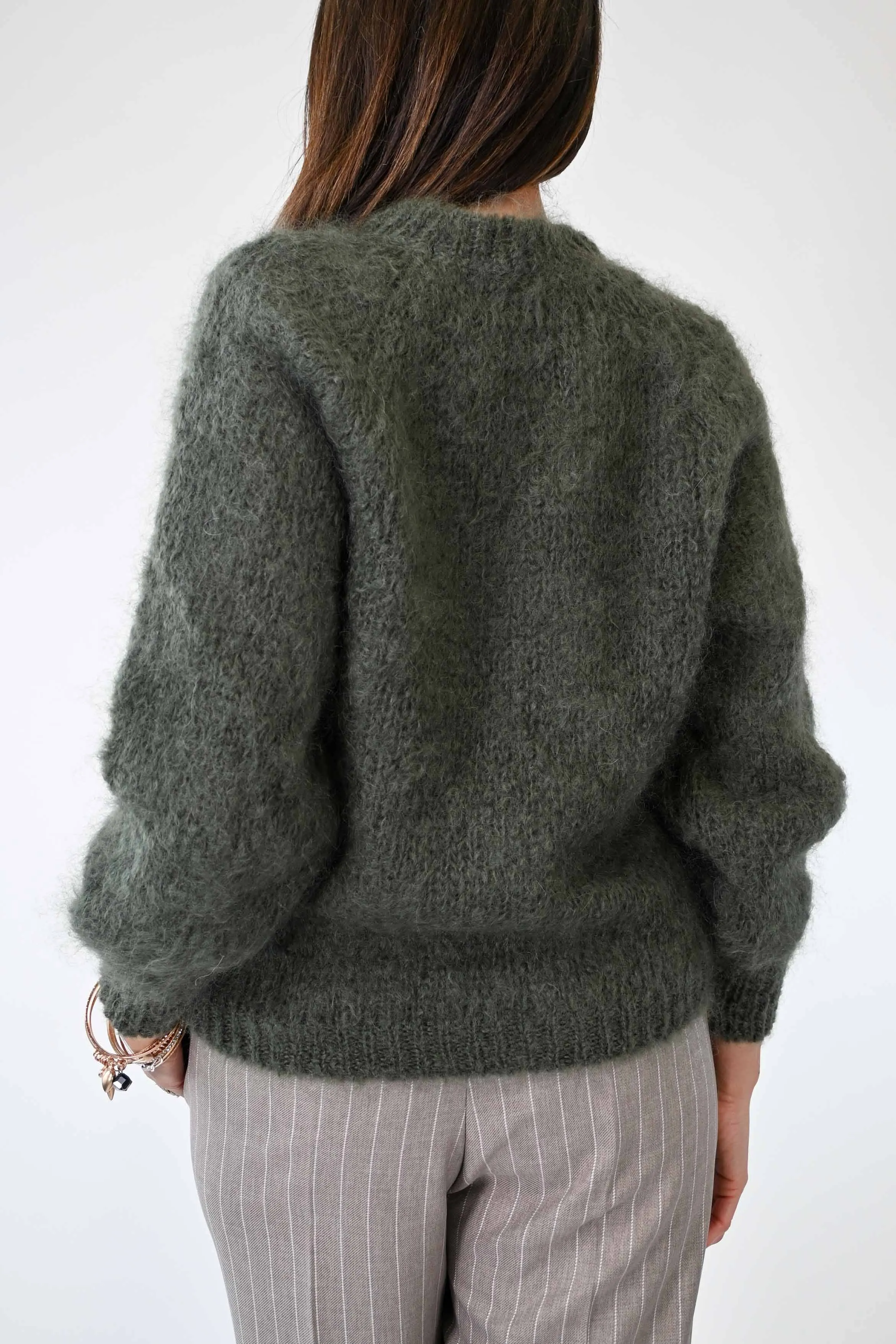 MAGLIA GIROCOLLO IN MOHAIR COLOR MILITARE