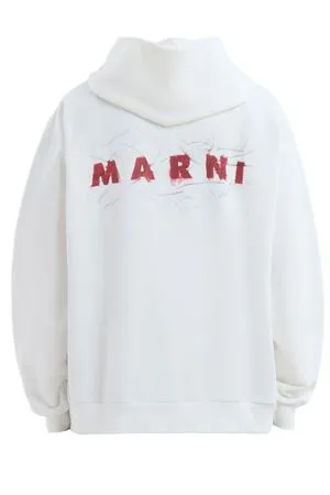 MARNI Abbigliamento,Felpe Felpa con cappuccio in cotone bianco 