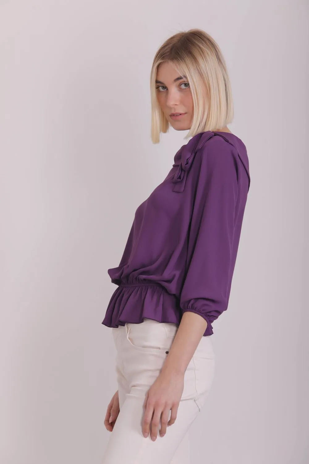 MImi Mua art: FFAH-1565 - BLUSA CON FIOCCO LATERALE