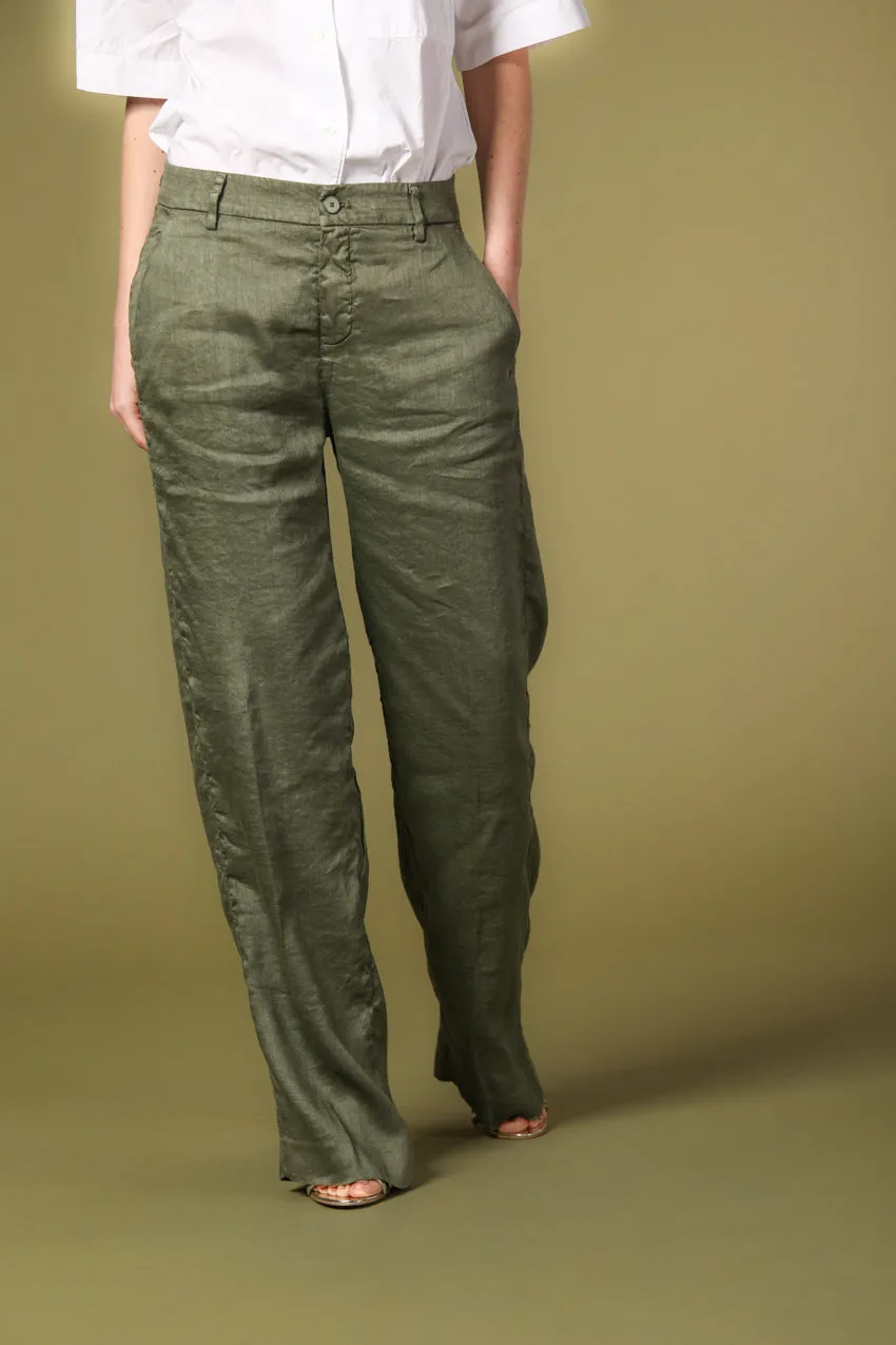 New York Straight pantalon chino femme en lin mélangé straight