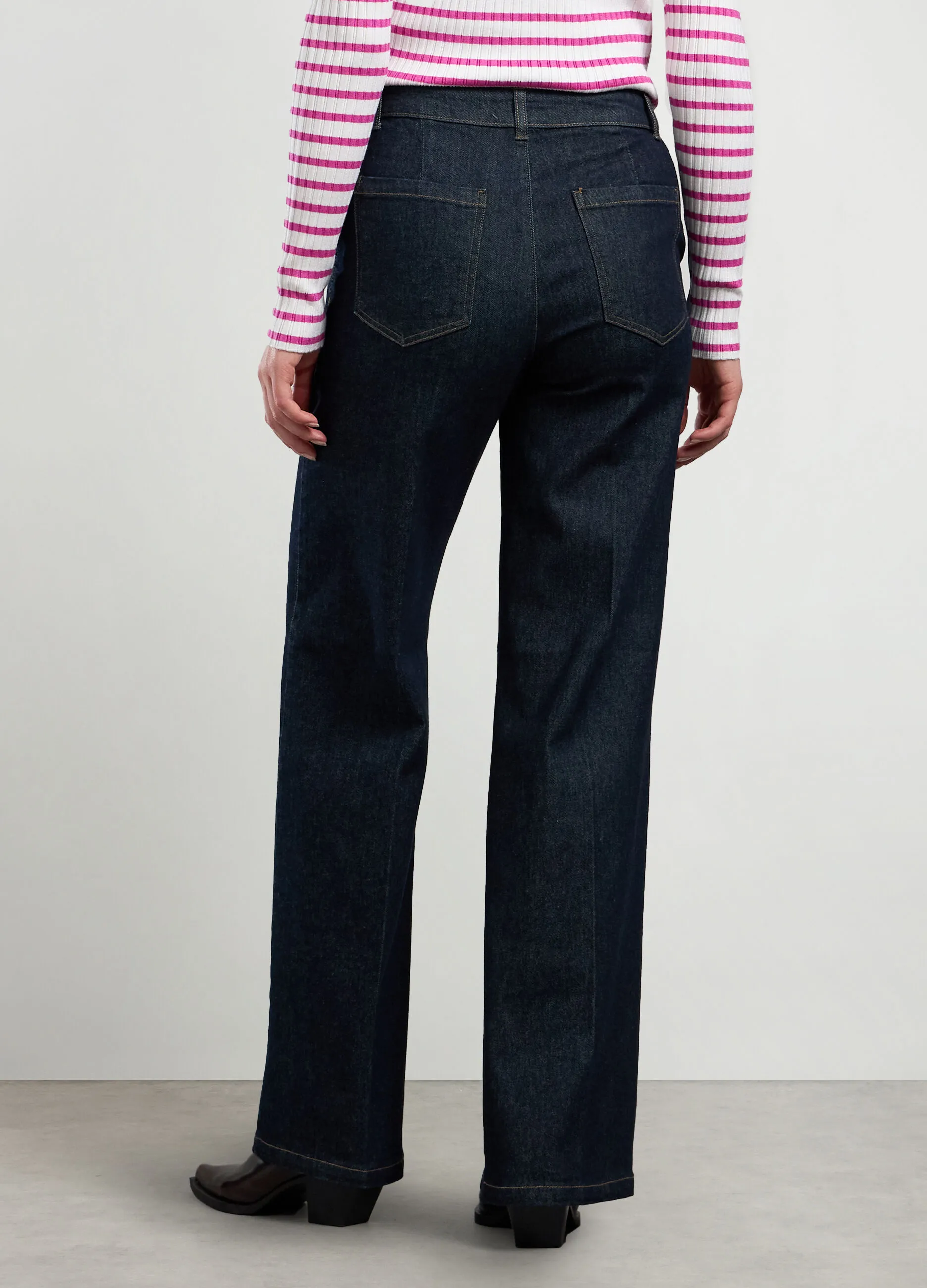 NICE & CHIC  Pantaloni in denim di cotone stretch wide leg donna