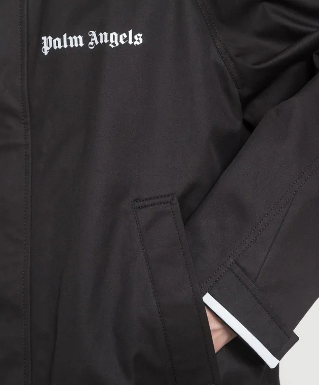 Palm Angels Giubbotto nero con stampa logo PMEH015S23FAB001