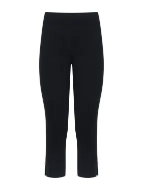 Pantalone pinocchietto in maglia denim - Nero