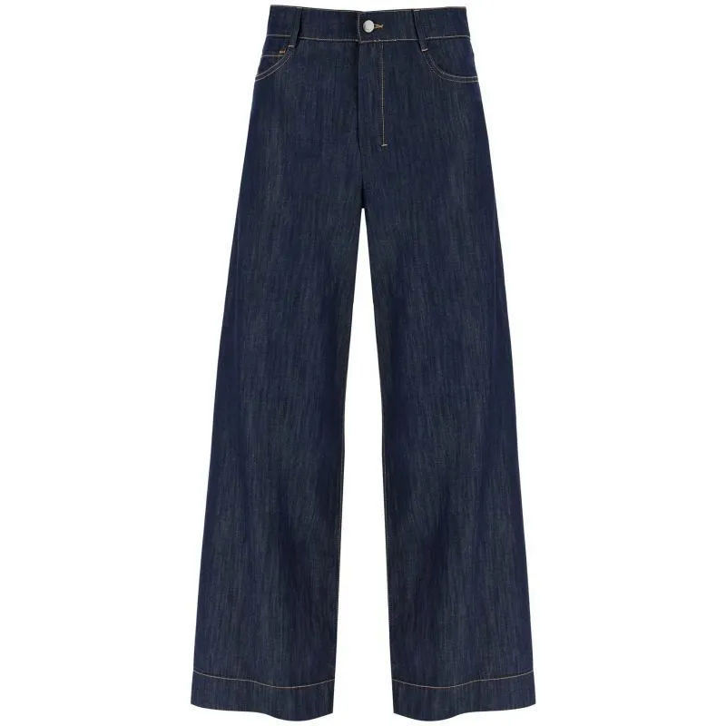 Pantaloni cropped in chambray 'Estro'