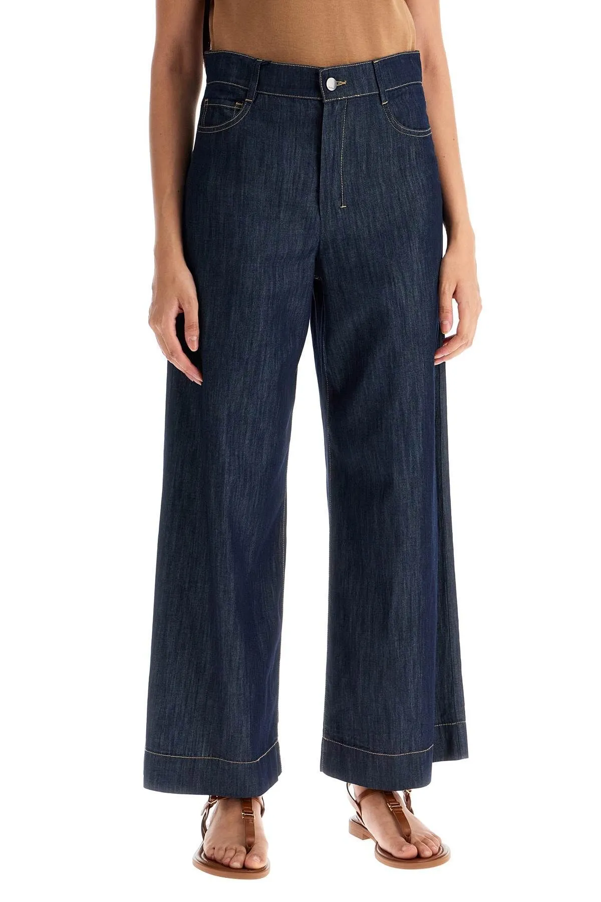 Pantaloni cropped in chambray 'Estro'