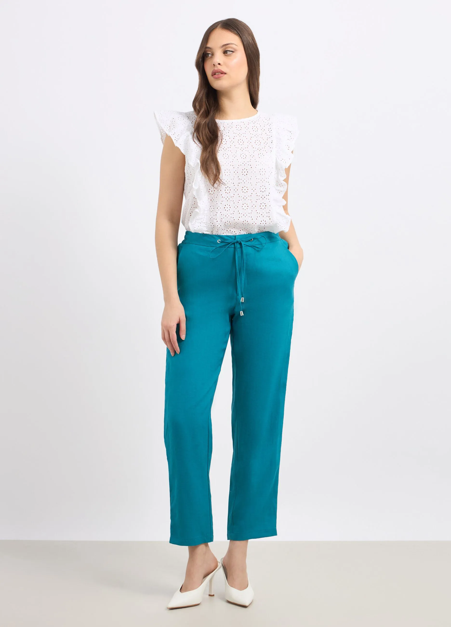 Pantaloni in puro lino donna