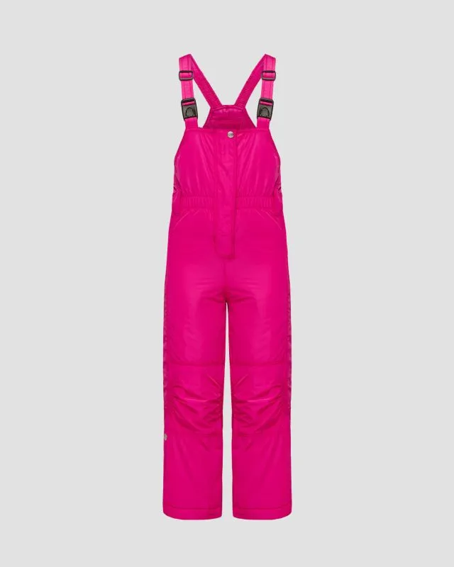 Pantaloni rosa da sci con bretelle da bambina Poivre Blanc