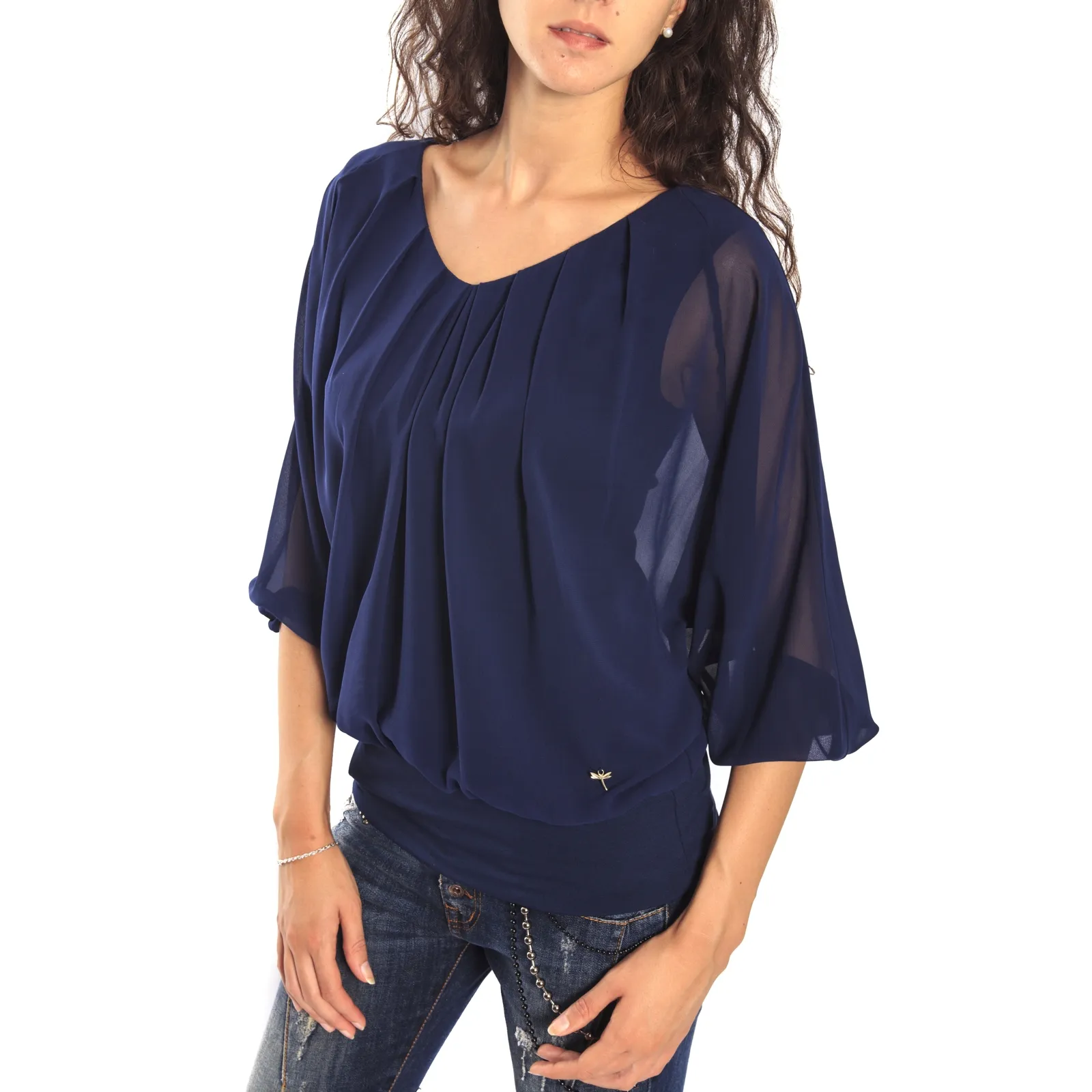 RINASCIMENTO Blusa con fiocco dietro BLUE Art. CFC0069953003