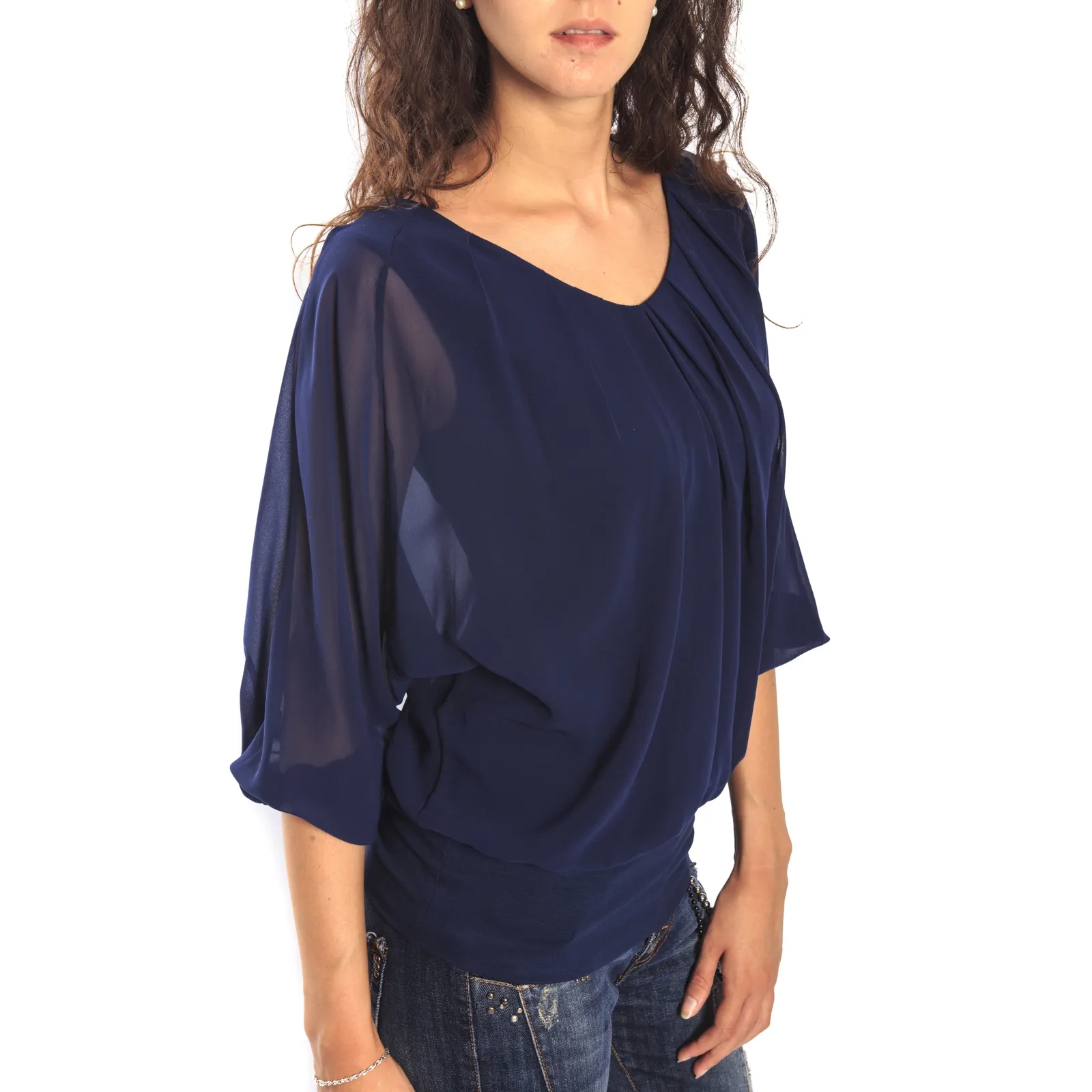 RINASCIMENTO Blusa con fiocco dietro BLUE Art. CFC0069953003