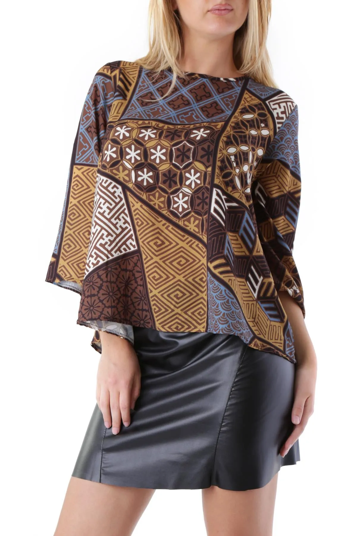 Sexy Woman blusa marrone fantasia geometrica   