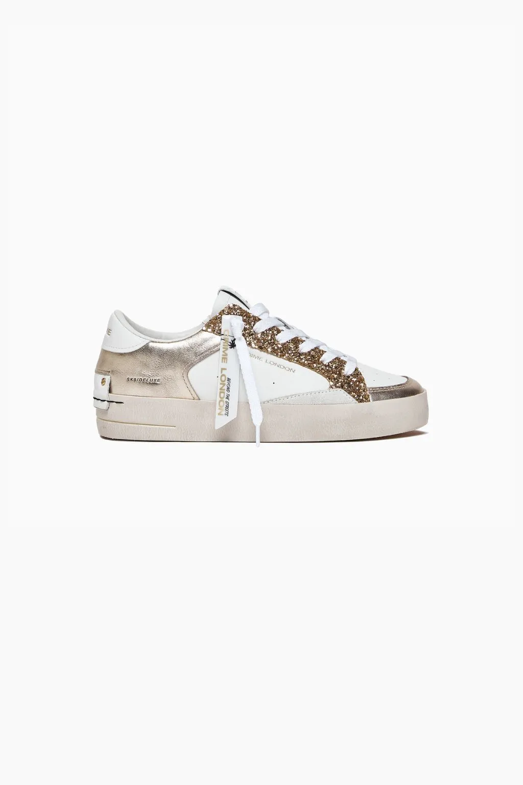 SNEAKER DONNA BIANCO/ORO SK8 DELUXE  27107 CRIME LONDON