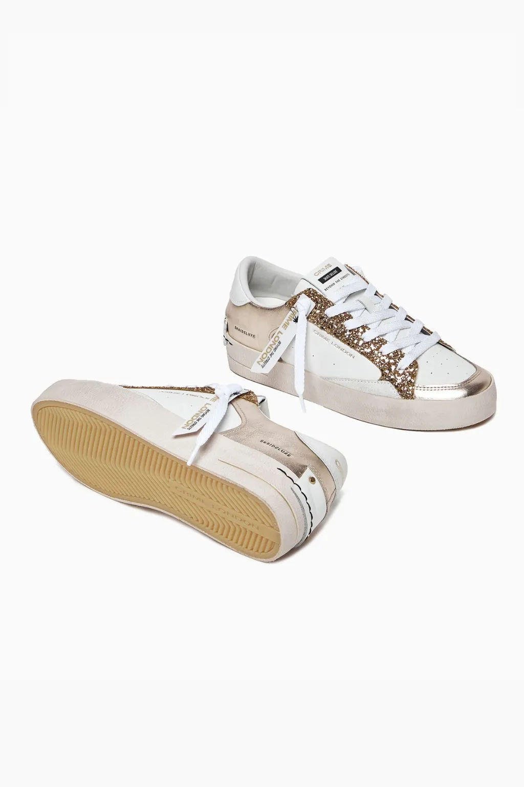 SNEAKER DONNA BIANCO/ORO SK8 DELUXE  27107 CRIME LONDON