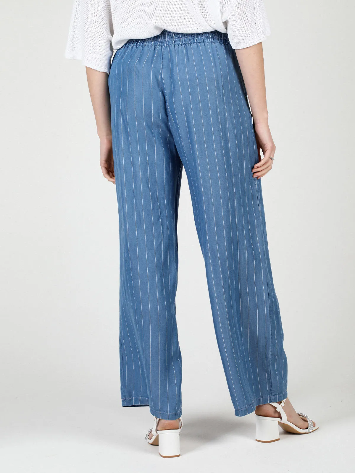 Solada Pantalon femme large effet denim